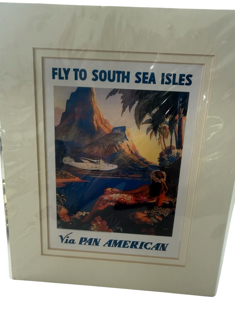 Fly to South Sea Isles Via Pan American Airways Reproduction Matted in Wrap